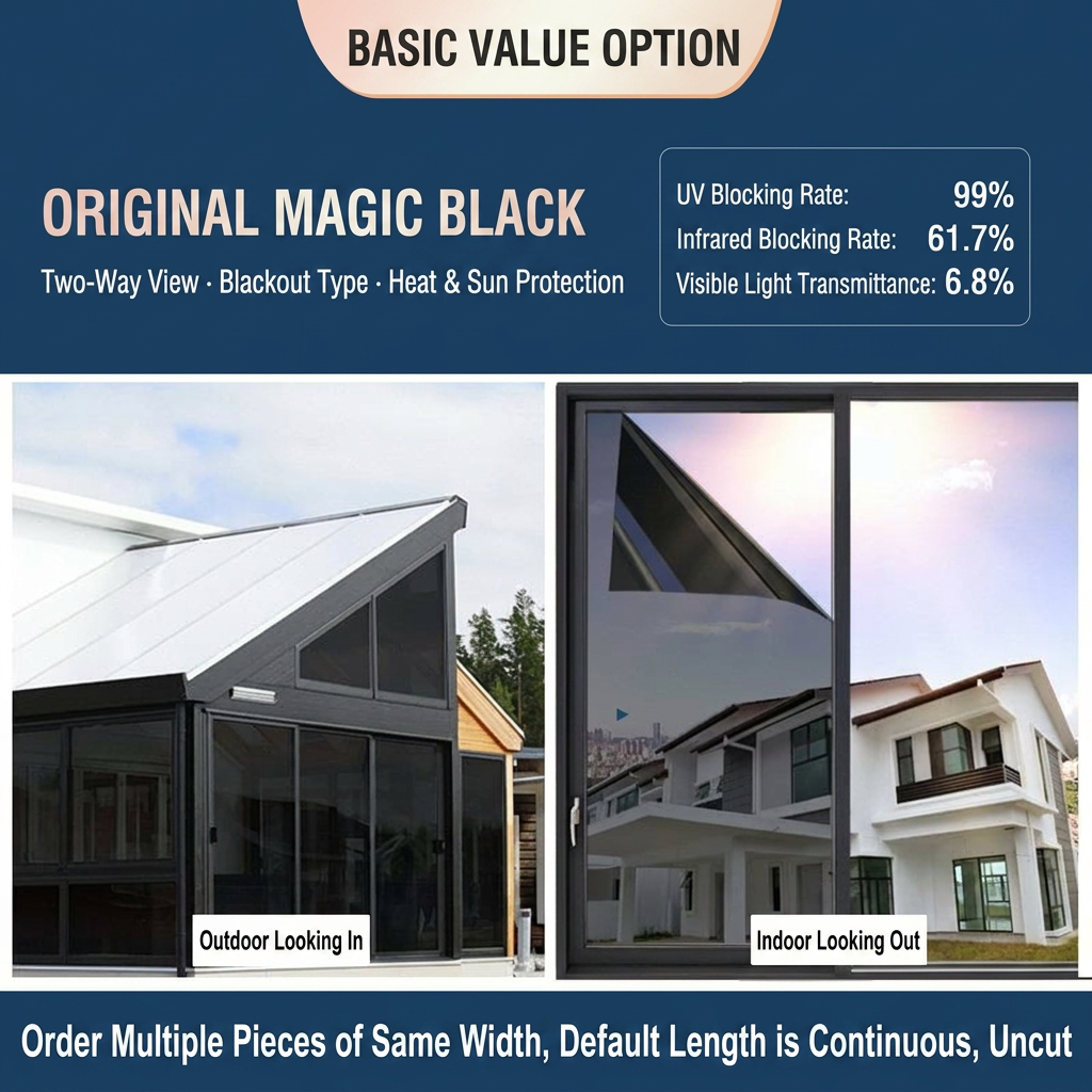 ☀️ One-Way Mirror Window Film – Heat Control & UV Protection