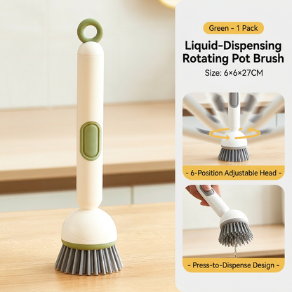 🔥Last Day 50% OFF🧼Liquid Dispensing Pan Brush | Rotatable 6 Angles・Press Soap Design・Labor-Saving Clean