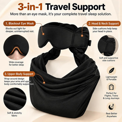 3-in-1 Travel Sleep Support – Blackout Eye Mask & Head Support