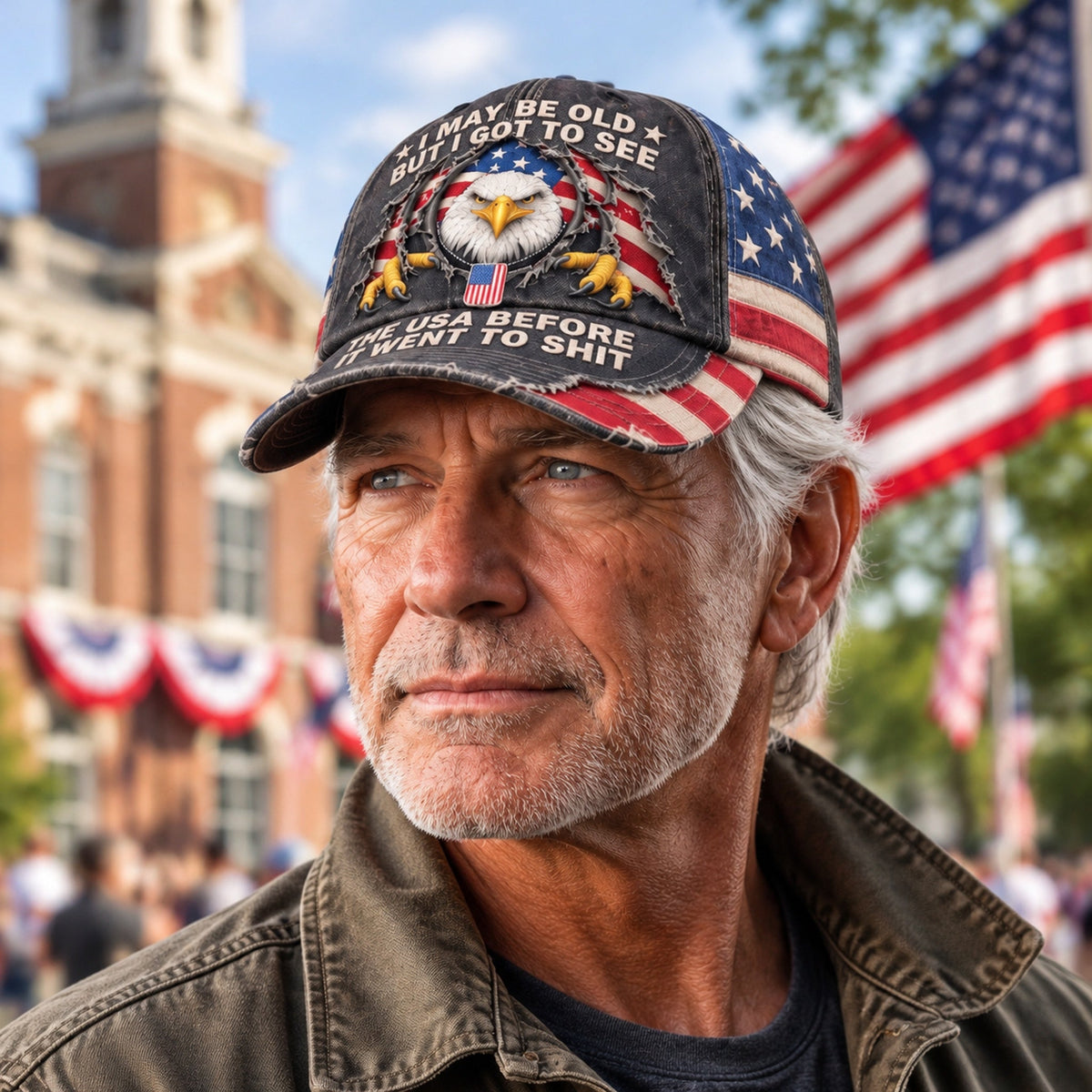 Vintage Eagle Washed Baseball Cap