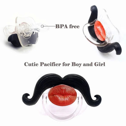 💥🏆💋 Kissable Mustache Pacifier – Funny Lips & Mustache Novelty Design👶