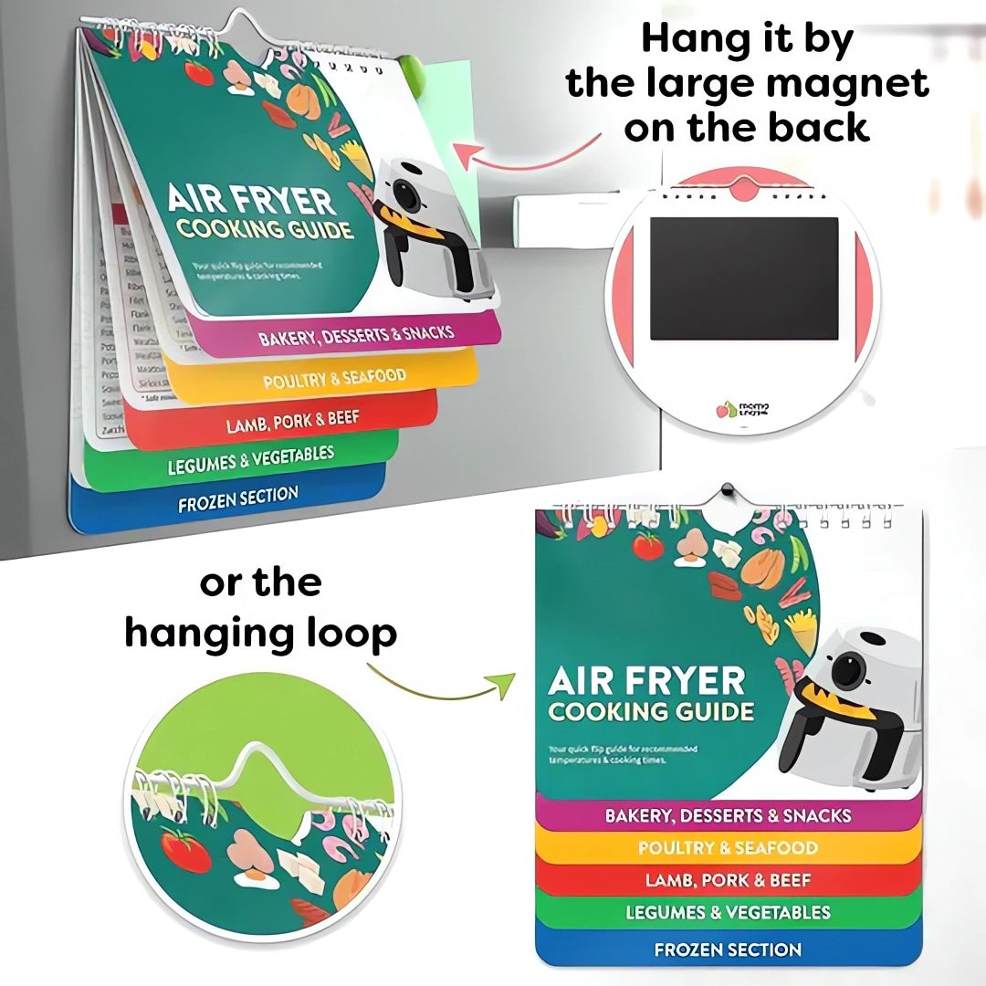 🔥 Air Fryer Cheat Sheet Magnets Cooking Guide Booklet