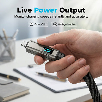 🔑⚡4-in-1 Digital Display Keychain Charging Cable