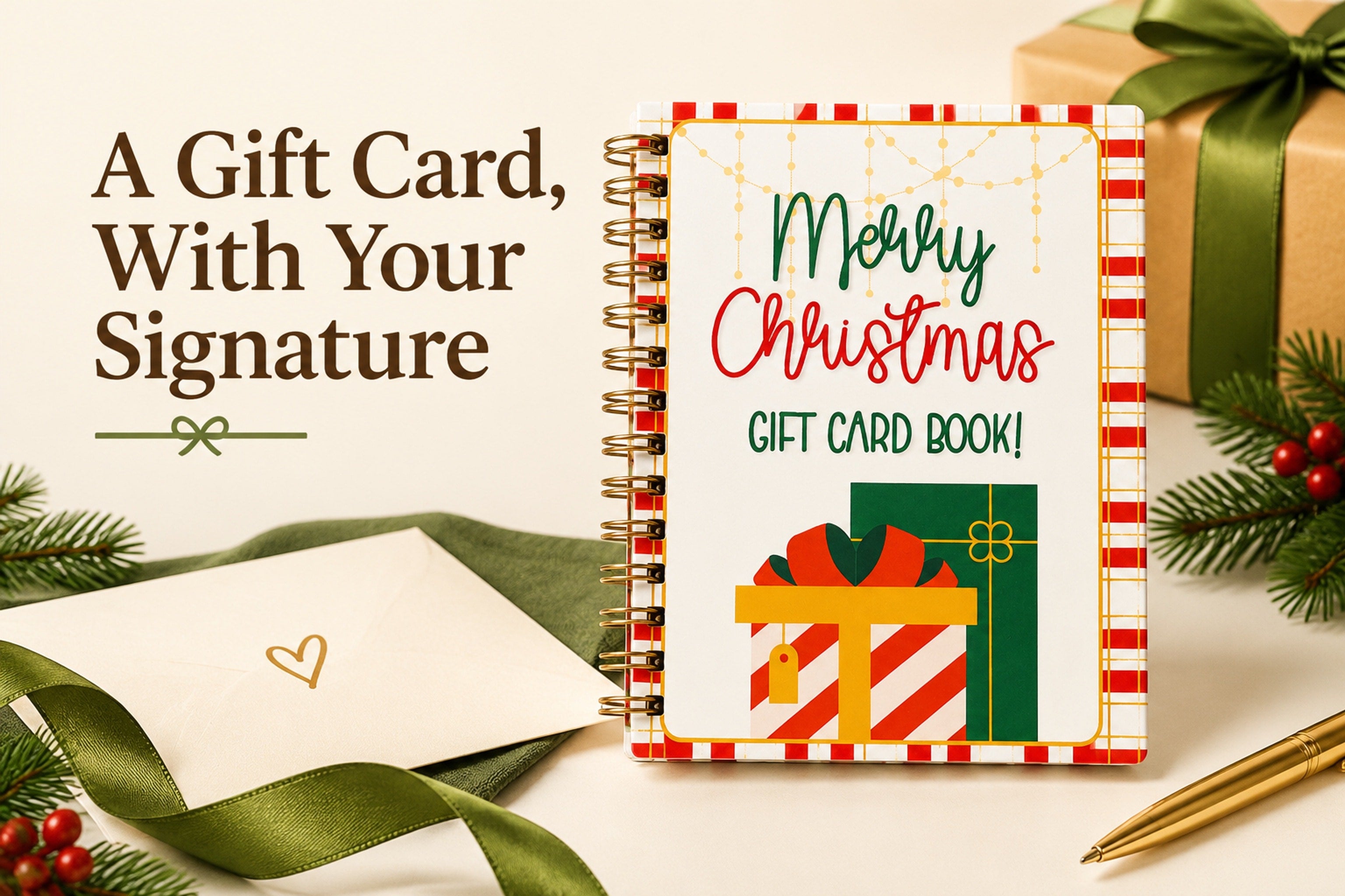 Christmas Gift Card Book with Santa cover and metal spiral binding