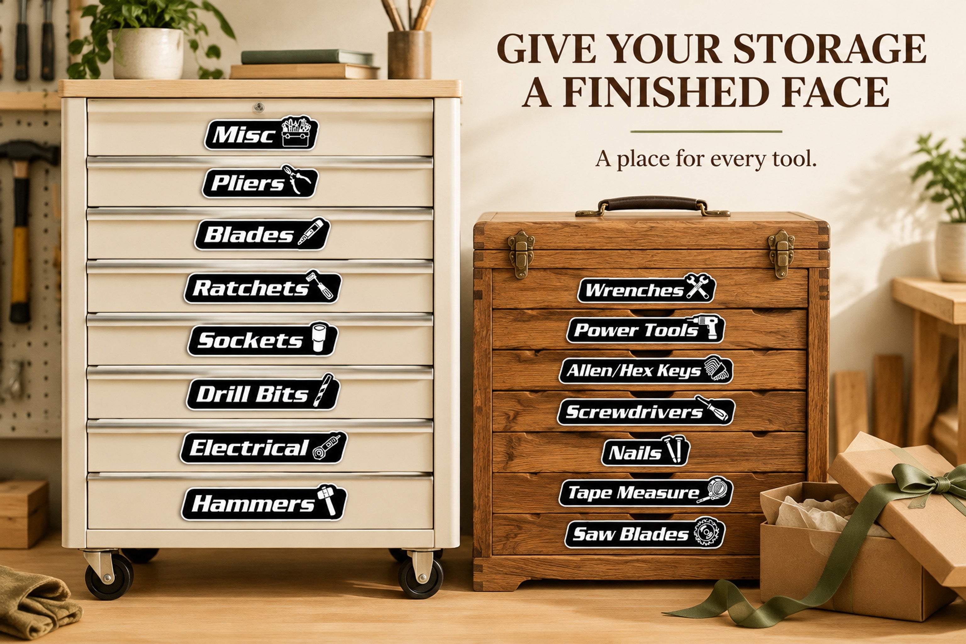 Toolbox drawers before adding visible category labels