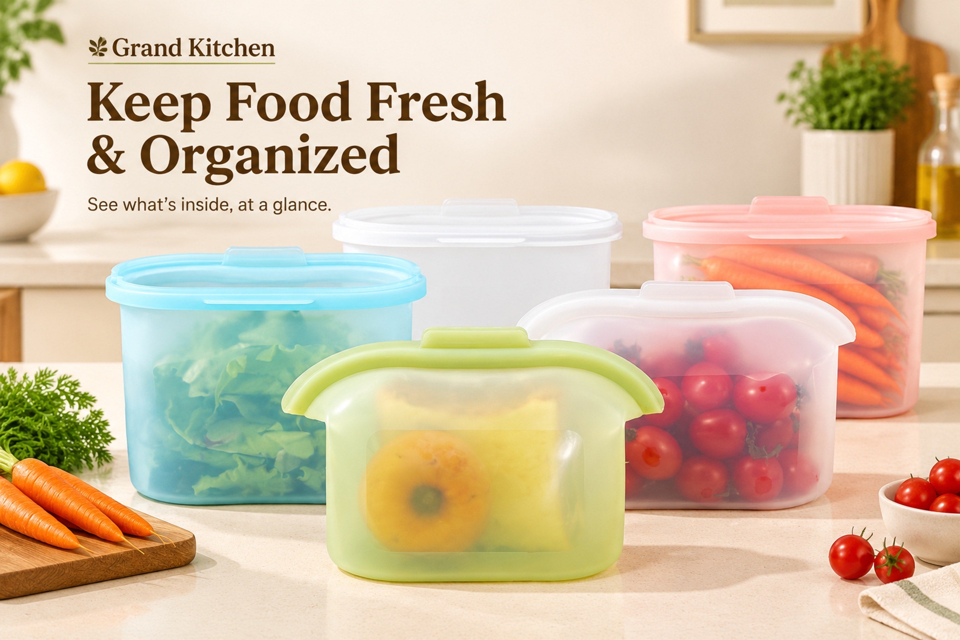 Crowded fridge storage where food is difficult to identify